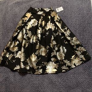 Charlotte Russe Black and Gold Floral Skirt Size XS
